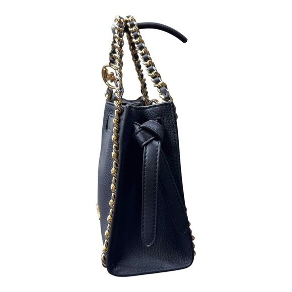 Michael Kors Mina Jet Set Chain Small Black Pebbled Leather Hobo Crossbody Bag - Picture 8 of 11